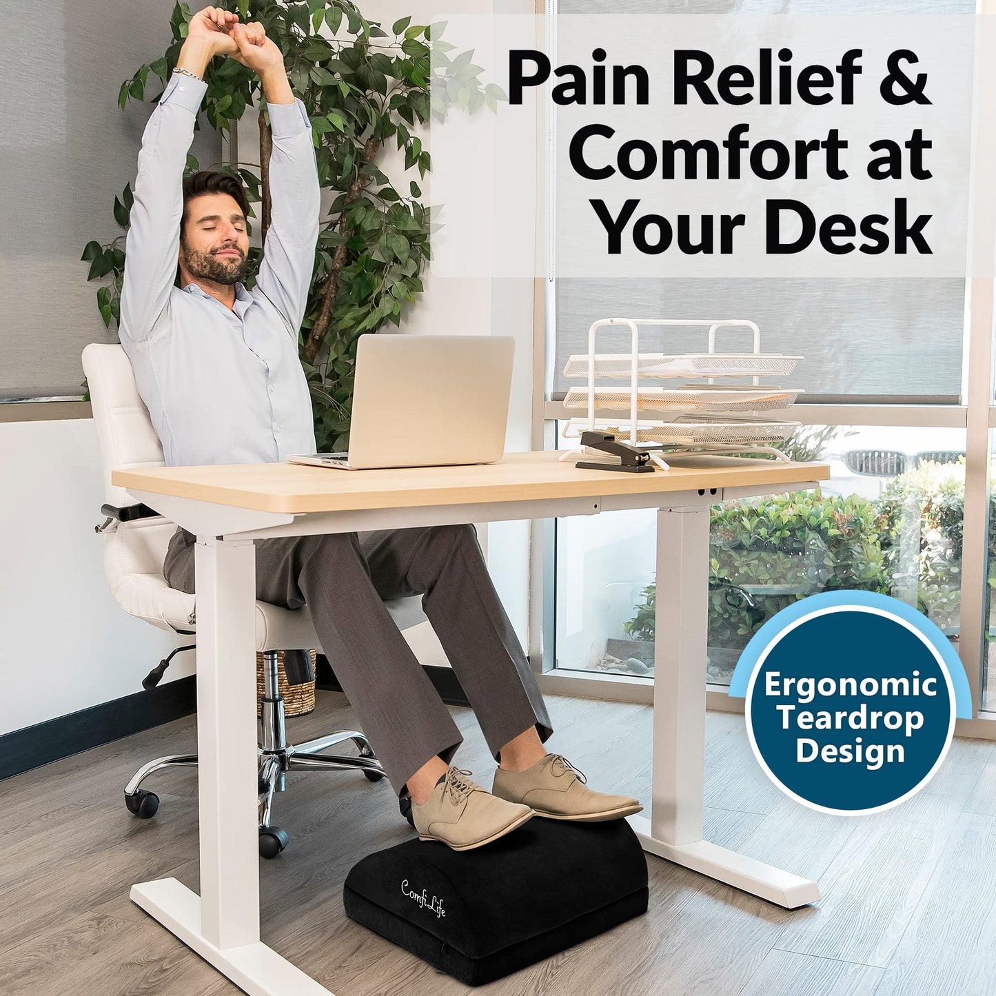 BlissTrends Foot Rest for Under Desk at Work-Versatile Foot Stool with Washable Cover-Comfortable Footrest with 2 Adjustable Heights for Car,Home and Office to Relieve Back,Lumbar,Knee Pain-Black