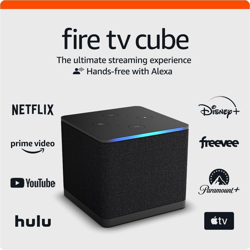 Amazon Fire TV Cube - AI-Enhanced Streaming Device with Hands-Free Alexa, Wi-Fi 6E, and 4K Ultra HD Support
