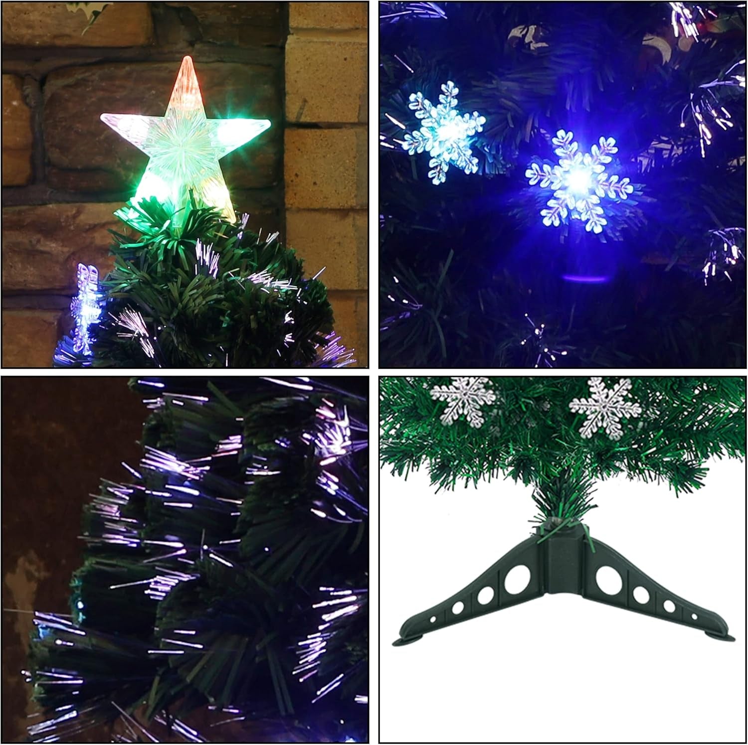 Illuminate Your Holidays with the Stunning Prsildan 3 FT Pre-Lit Optical Fiber Christmas Tree Featuring Multicolor LED Lights and Charming Snowflakes