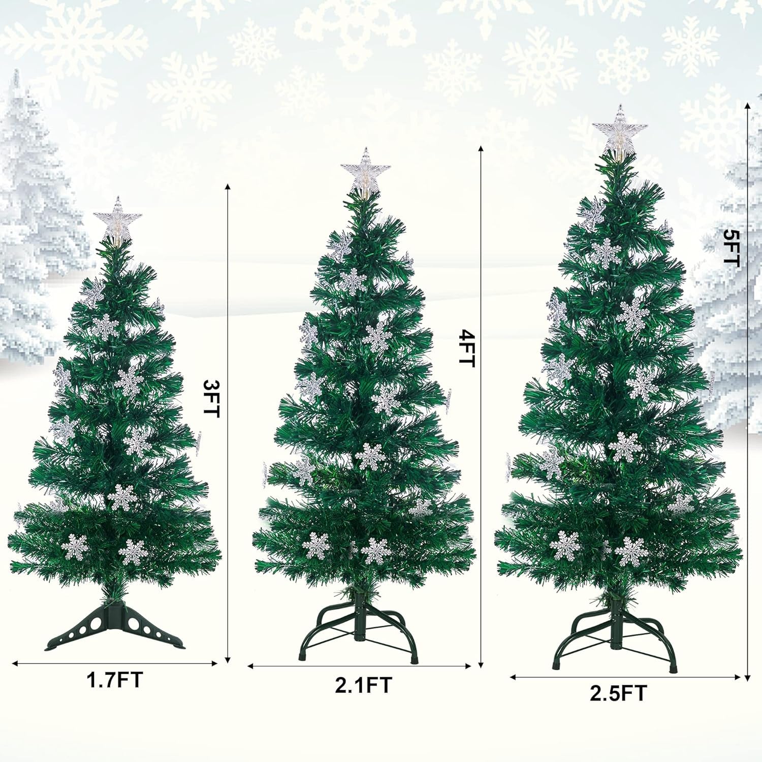 Illuminate Your Holidays with the Stunning Prsildan 3 FT Pre-Lit Optical Fiber Christmas Tree Featuring Multicolor LED Lights and Charming Snowflakes