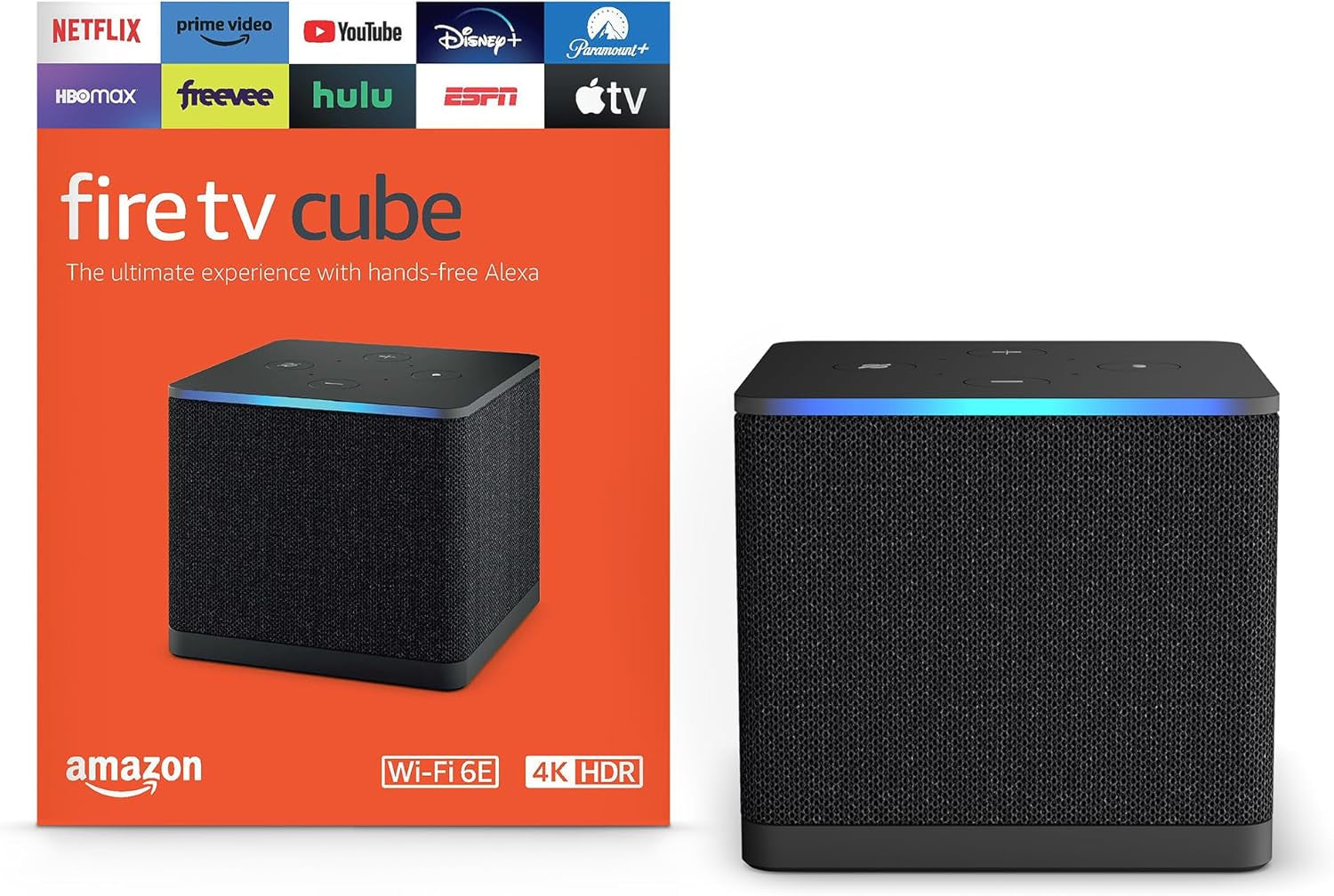Amazon Fire TV Cube - AI-Enhanced Streaming Device with Hands-Free Alexa, Wi-Fi 6E, and 4K Ultra HD Support