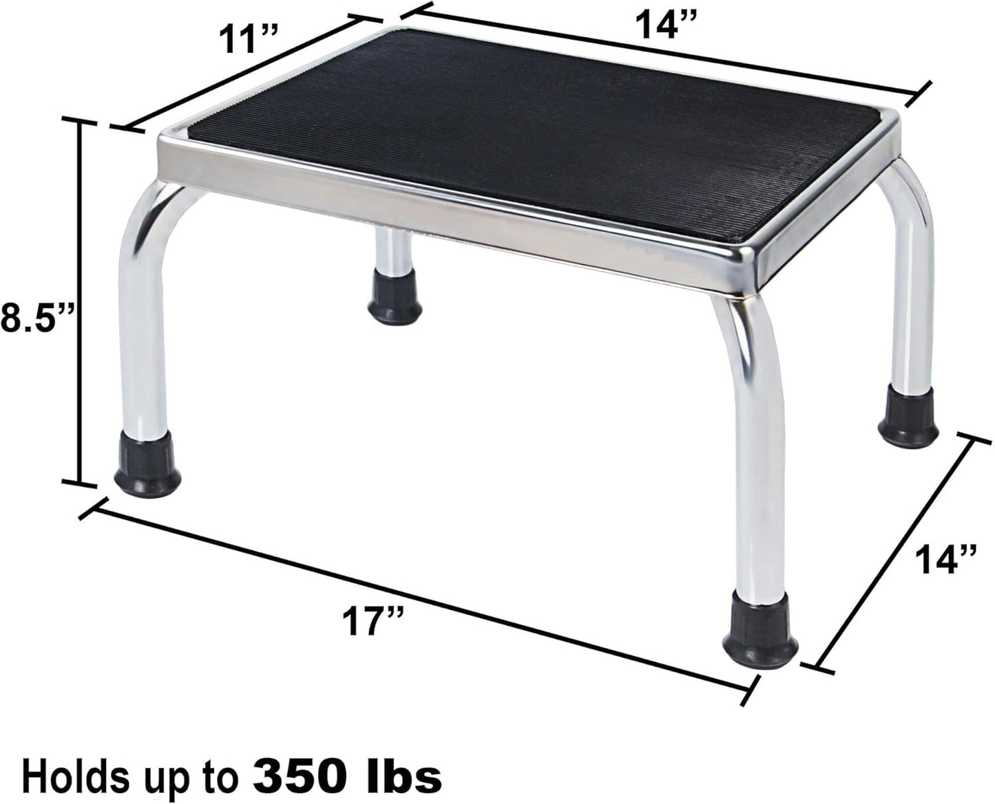 Medical Foot Step Stool 350lbs Heavy-Duty Welded Steel Legs, Fully Welded Single Construction Frame, Anti-Skid Rubber Platform