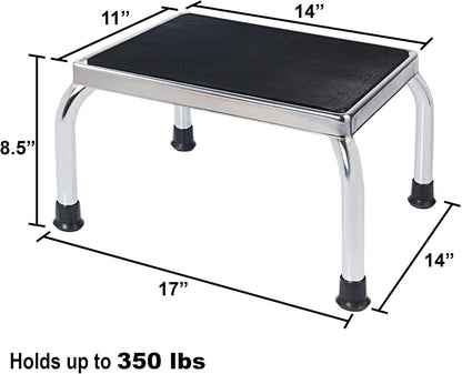 Medical Foot Step Stool 350lbs Heavy-Duty Welded Steel Legs, Fully Welded Single Construction Frame, Anti-Skid Rubber Platform