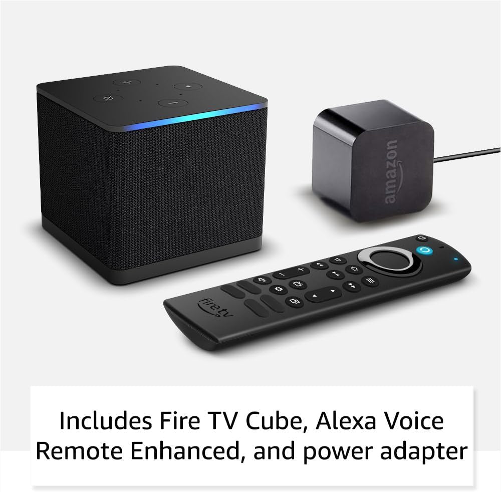 Amazon Fire TV Cube - AI-Enhanced Streaming Device with Hands-Free Alexa, Wi-Fi 6E, and 4K Ultra HD Support