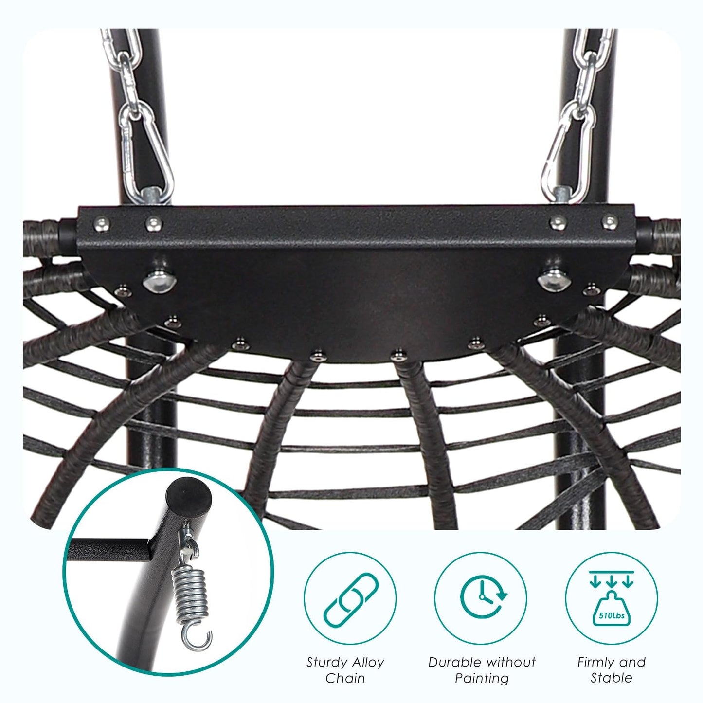 2 Person Double Egg Swing Chair with Stand Indoor Outdoor, Hammock Swing Chair Foldable Hanging Chair, Patio Wicker Hanging Egg Chair w/Cushion 700LBS Capacity for Bedroom, Balcony, Garden, Blue