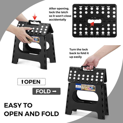 ACKO Folding Step Stool 13 inch Heavy Duty Plastic Foldable Step Stool for Kids and Adults, Small Collapsible Fold Up Stepping Stool 1 Pack