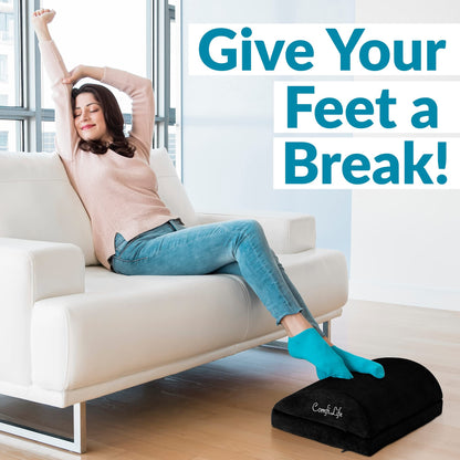 BlissTrends Foot Rest for Under Desk at Work-Versatile Foot Stool with Washable Cover-Comfortable Footrest with 2 Adjustable Heights for Car,Home and Office to Relieve Back,Lumbar,Knee Pain-Black