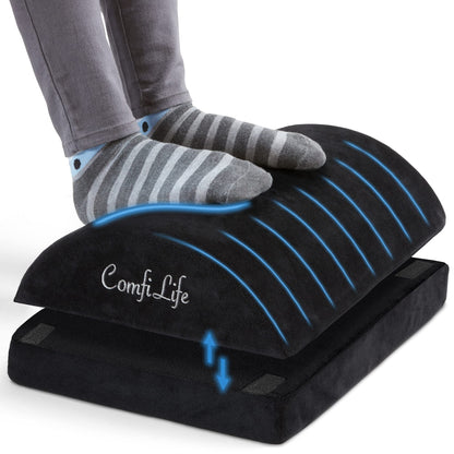 BlissTrends Foot Rest for Under Desk at Work-Versatile Foot Stool with Washable Cover-Comfortable Footrest with 2 Adjustable Heights for Car,Home and Office to Relieve Back,Lumbar,Knee Pain-Black