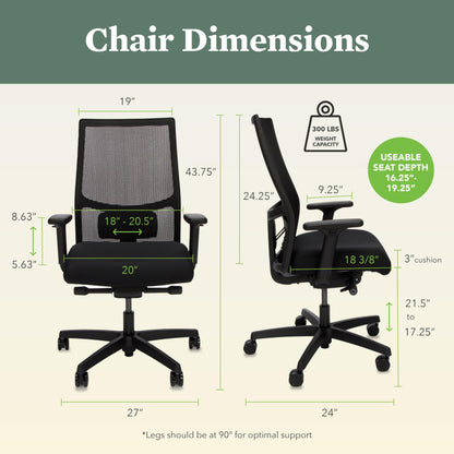 Sweetcrispy Office Computer Desk Managerial Executive Chair, Ergonomic Mid-Back Mesh Rolling Work Swivel Chairs with Wheels, Comfortable Lumbar Support, Comfy Arms for Home,Bedroom,Study,Student,Black