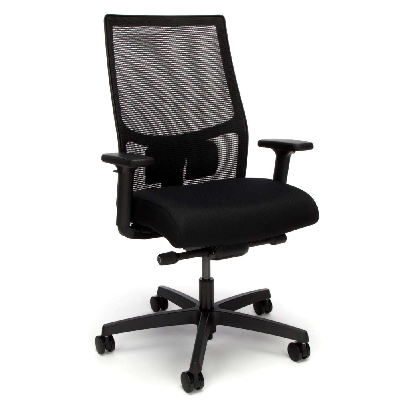 Sweetcrispy Office Computer Desk Managerial Executive Chair, Ergonomic Mid-Back Mesh Rolling Work Swivel Chairs with Wheels, Comfortable Lumbar Support, Comfy Arms for Home,Bedroom,Study,Student,Black